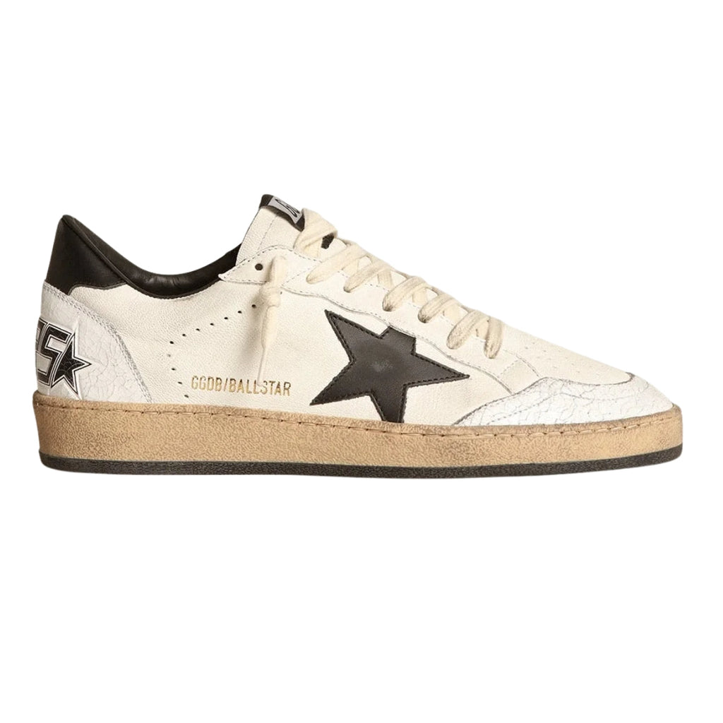 Gg Sneaker Ball Star Donna In Suede Black With Stella In Pelle Bianca And Heel Tab In Pelle Nera