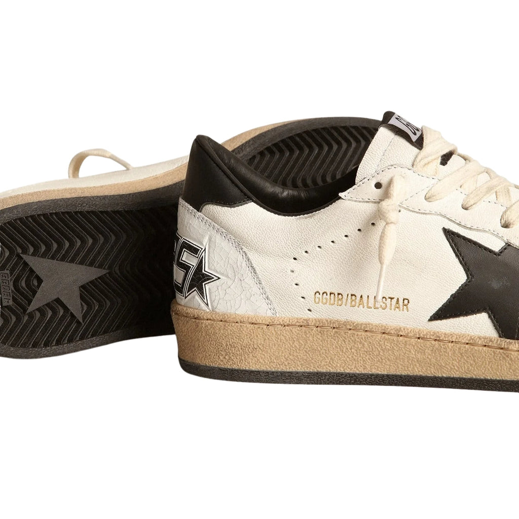 Gg Sneaker Ball Star Donna In Suede Black With Stella In Pelle Bianca And Heel Tab In Pelle Nera