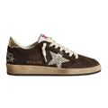 Gg Sneaker Ball Star In Suede Brown With Stella In Glitter Platino And Linguetta In Nylon White
