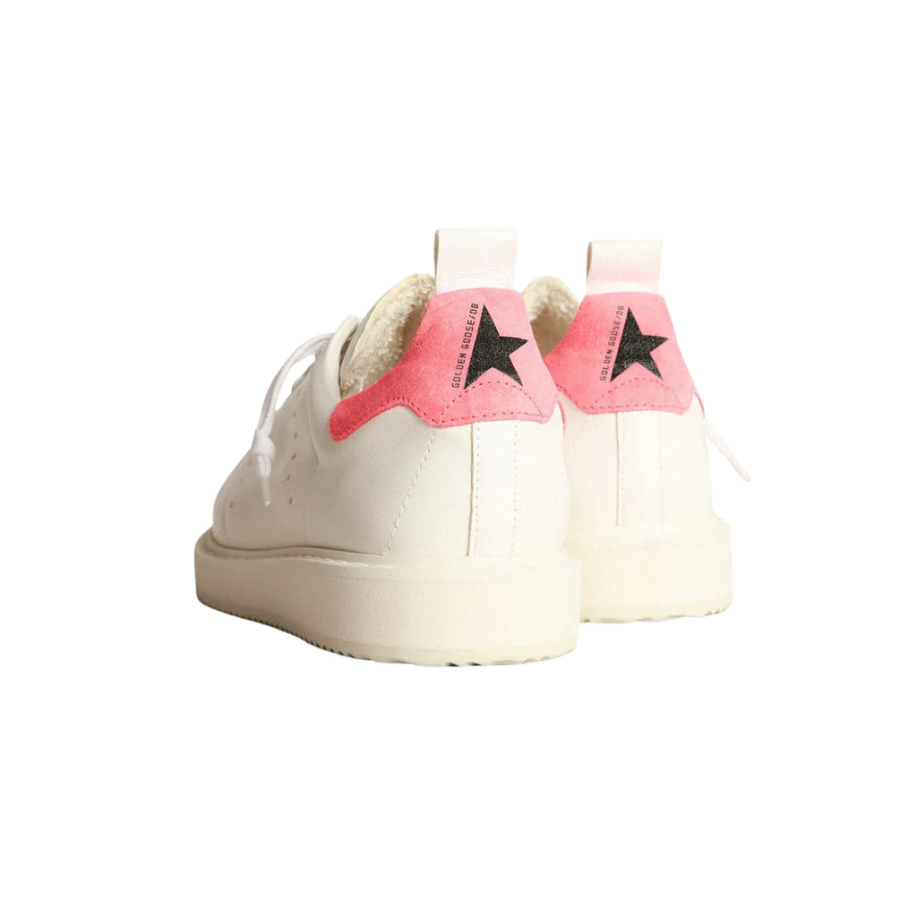 Gg Starter Sneakers In White Nappa Leather With Pink Suede Heel Tab
