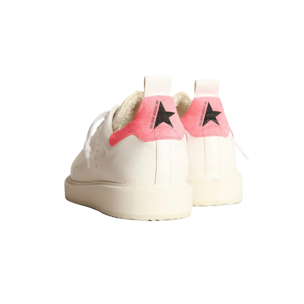 Gg Starter Sneakers In White Nappa Leather With Pink Suede Heel Tab