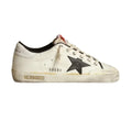 Ggs Sneakers In Beige Canvas With Black Leather Star And White Leather Heel Tab