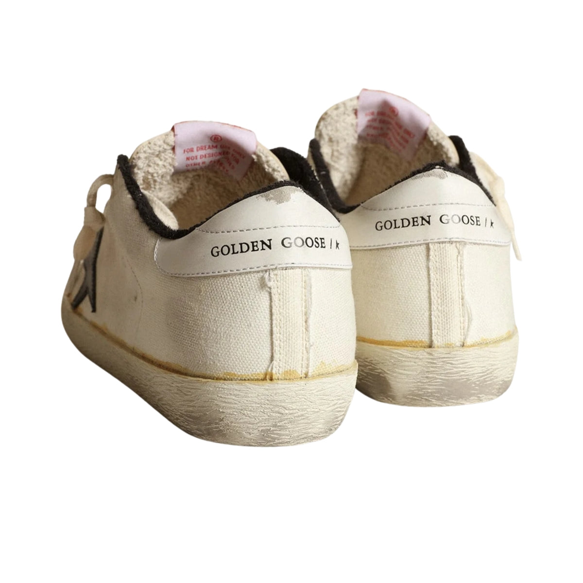 Ggs Sneakers In Beige Canvas With Black Leather Star And White Leather Heel Tab
