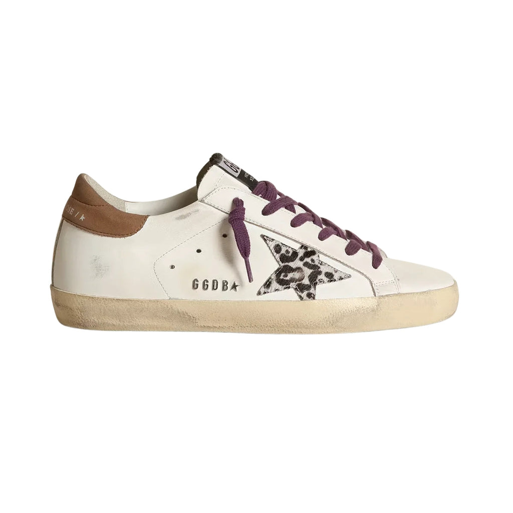 Ggs Leopard Pony Skin Star And Brown Nubuck Heel Tab