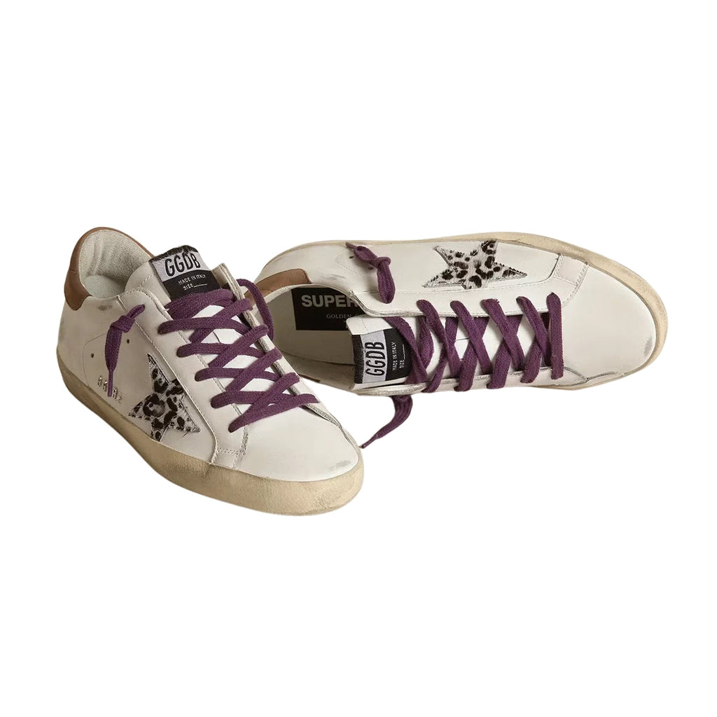 Ggs Leopard Pony Skin Star And Brown Nubuck Heel Tab