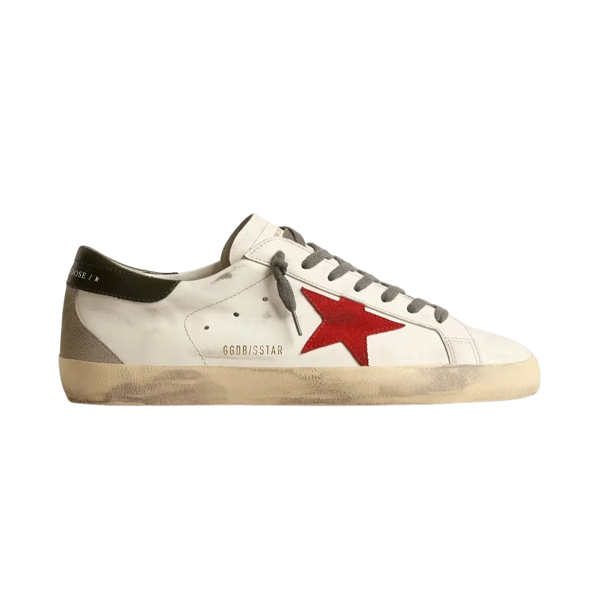 Ggs Red Suede Star And Green Leather Heel Tab