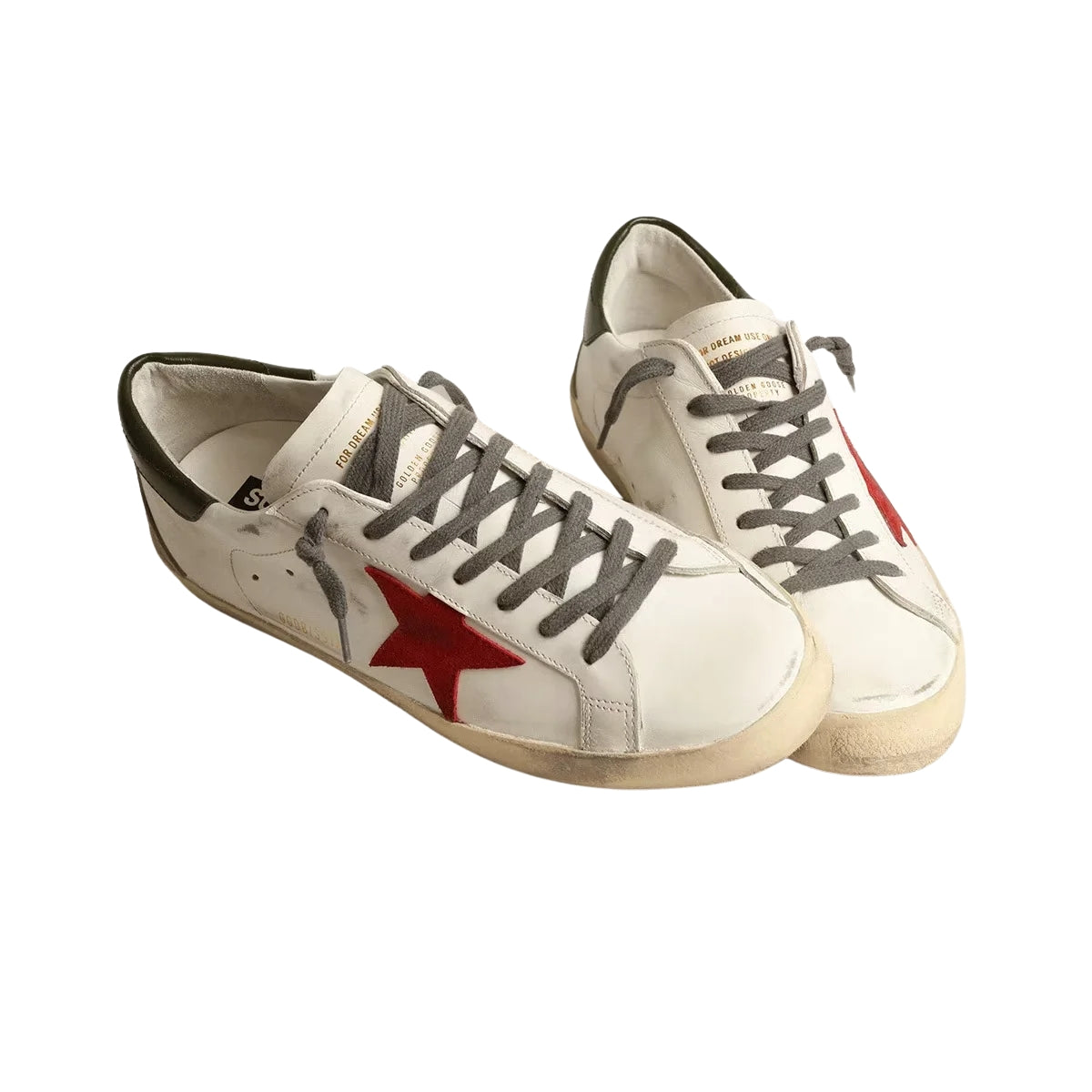 Ggs Red Suede Star And Green Leather Heel Tab