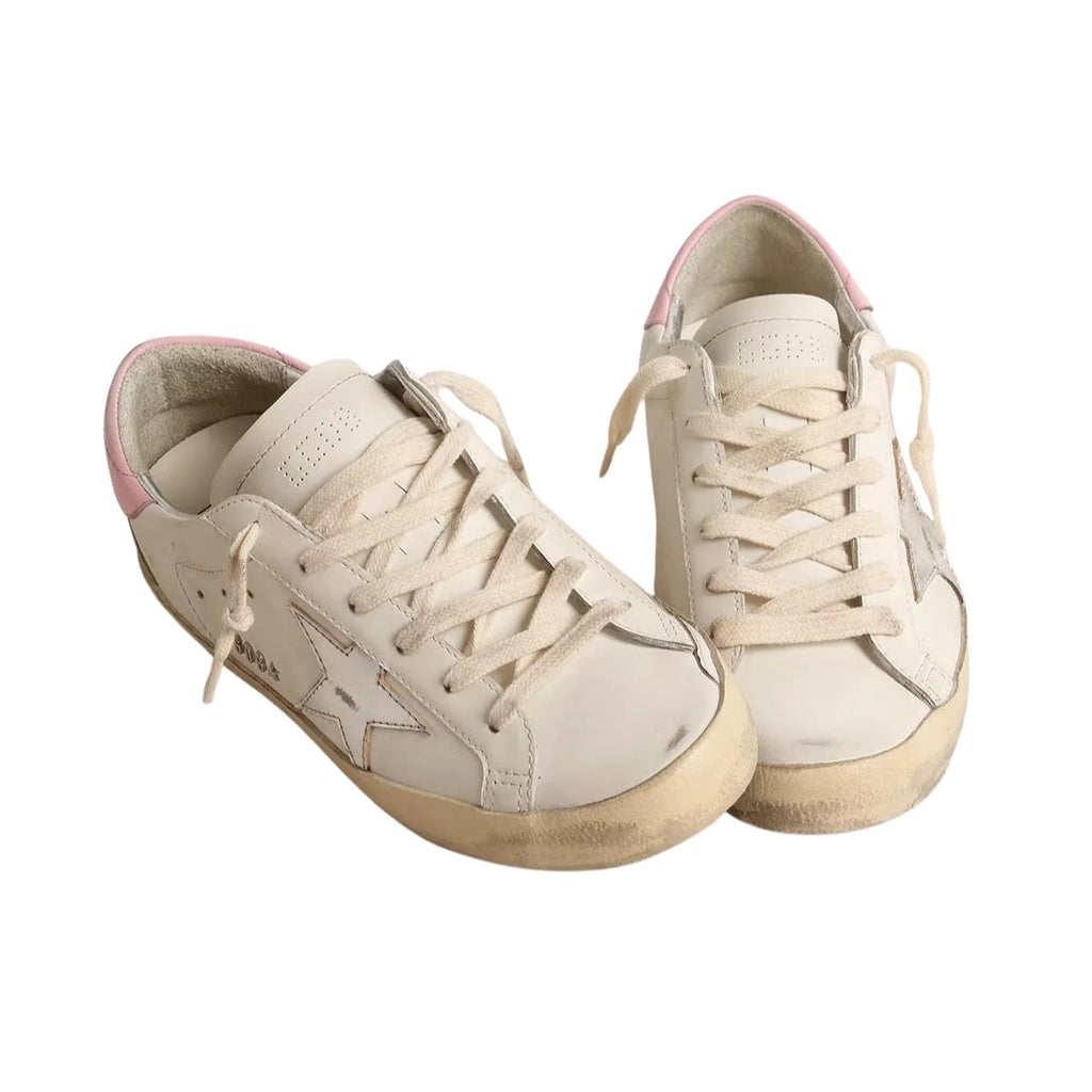 Ggs Silver Leather Star And Pink Heel Tab