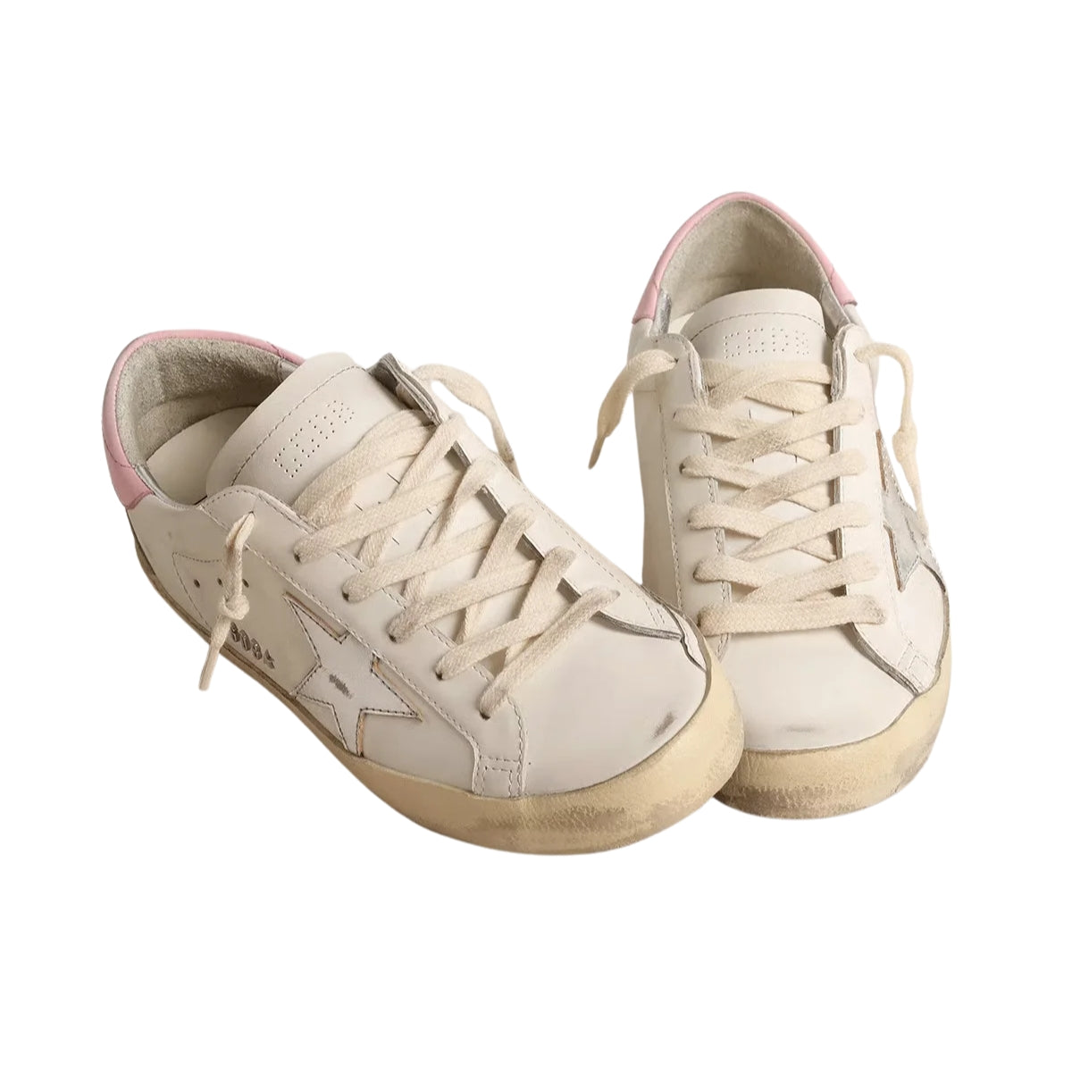 Ggs Silver Leather Star And Pink Heel Tab