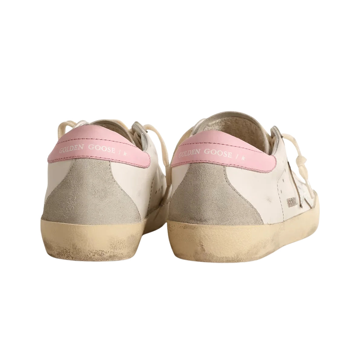 Ggs Silver Leather Star And Pink Heel Tab