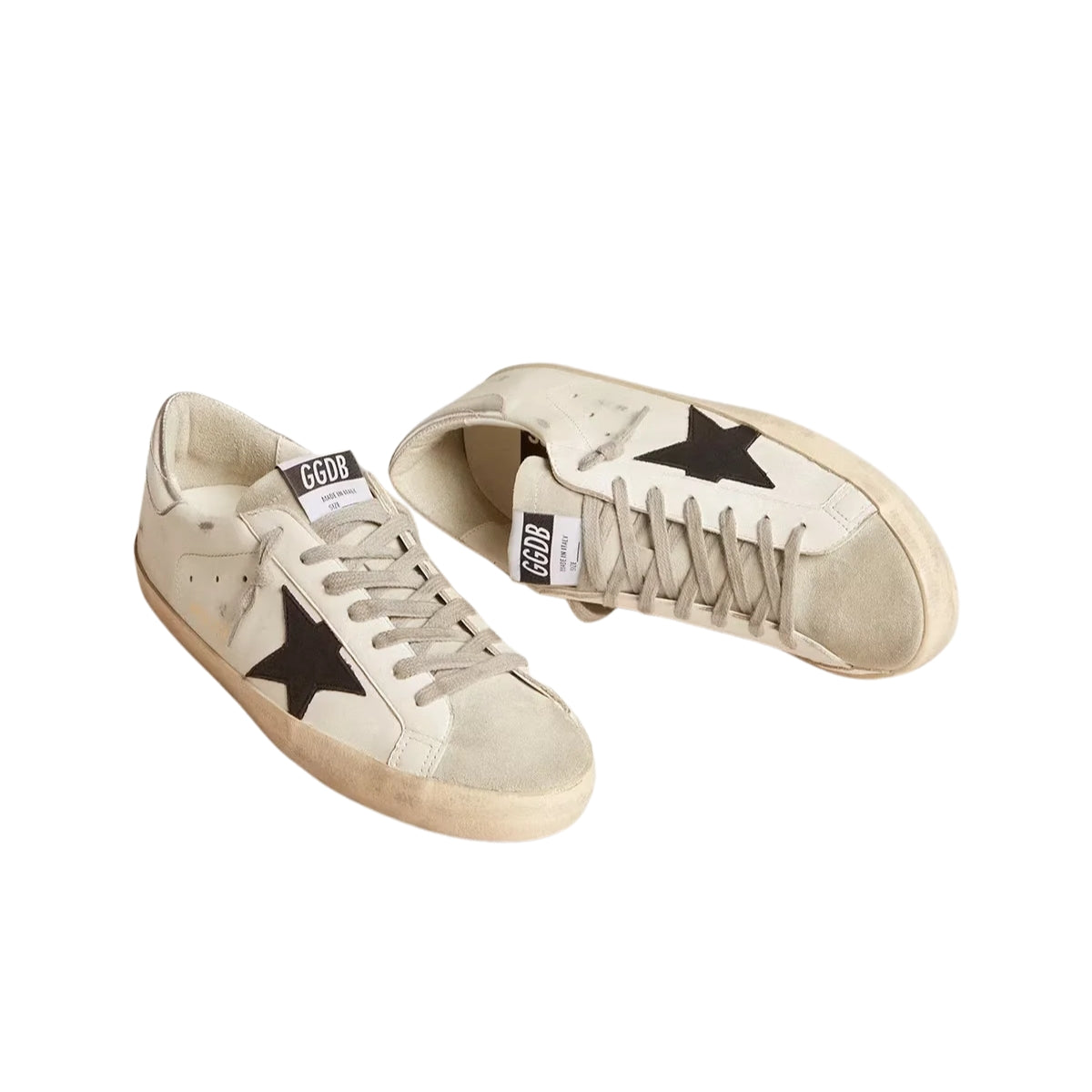 Ggs Black Nubuck Star And Silver Leather Heel Tab