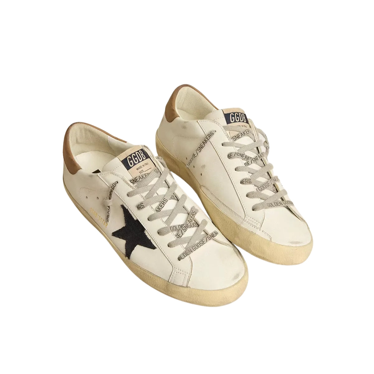 Ggs Blue Canvas Star And Tobacco Leather Heel Tab