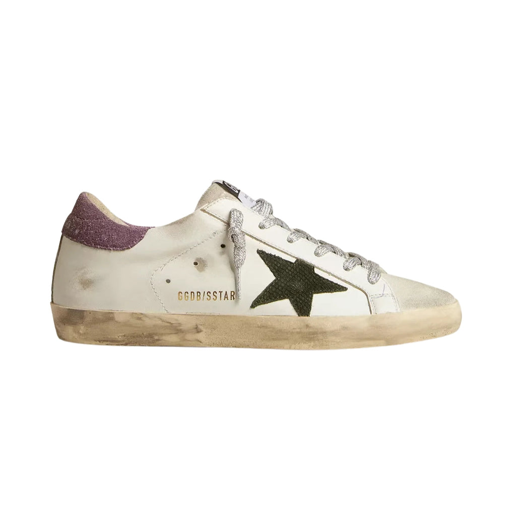 Ggs Green Snake Print Suede Star And Purple Heel Tab