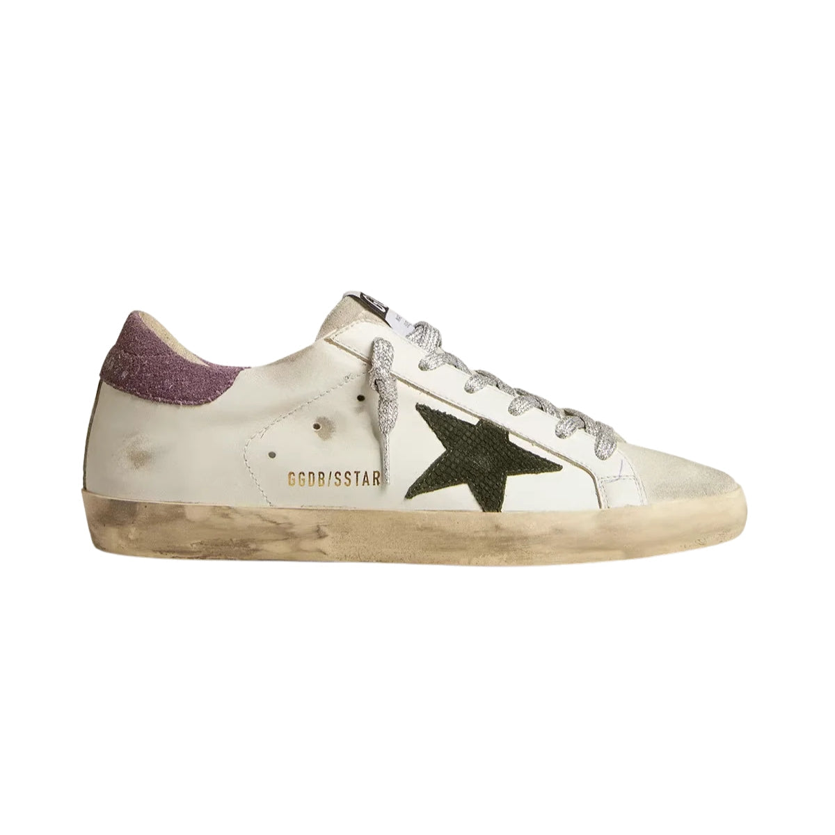 Ggs Green Snake Print Suede Star And Purple Heel Tab