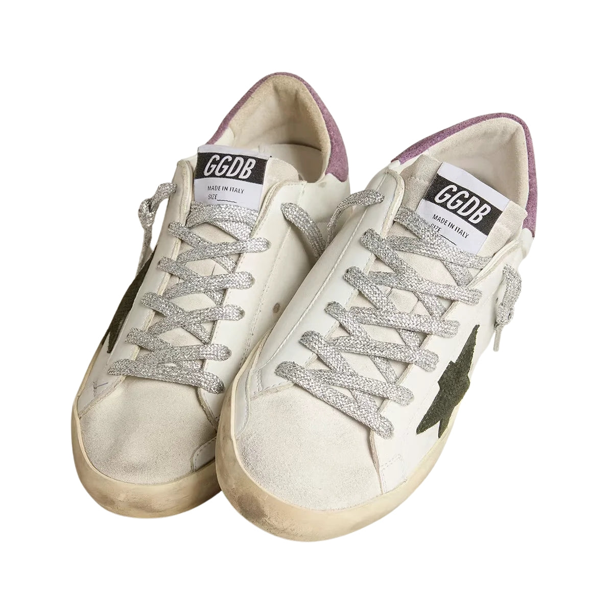 Ggs Green Snake Print Suede Star And Purple Heel Tab