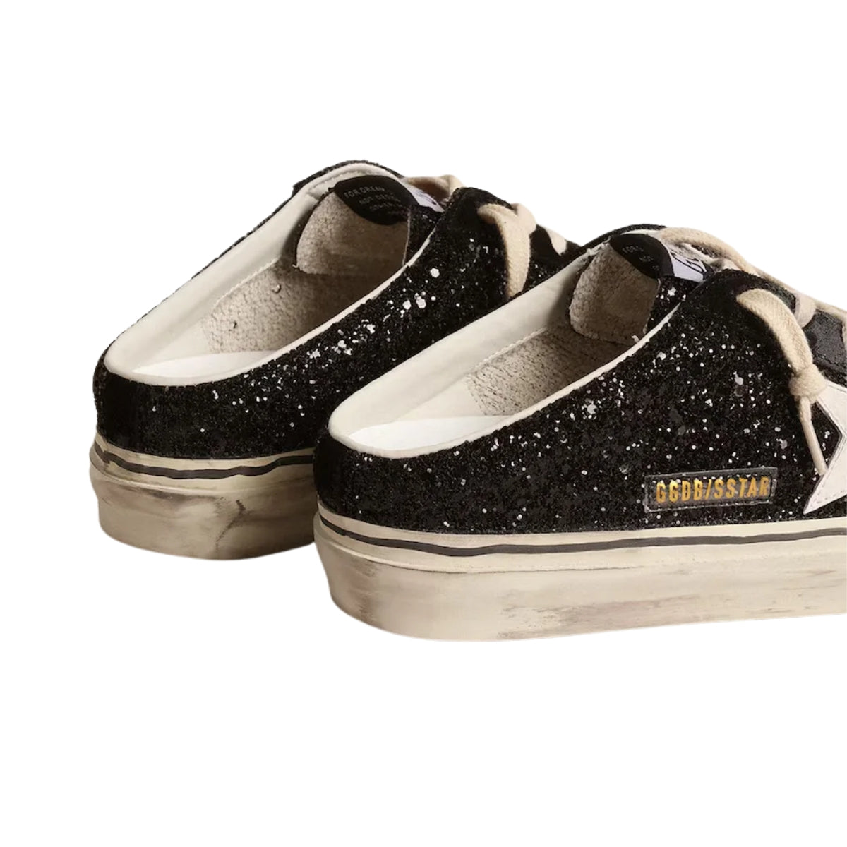 Ggs Sabots In Black Glitter With White Bio-Based Star