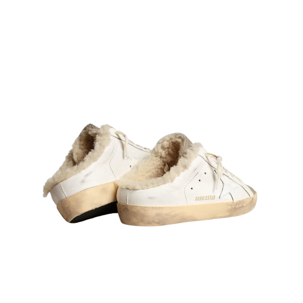 Ggs Sabots With White Leather Star And Shearling Lining