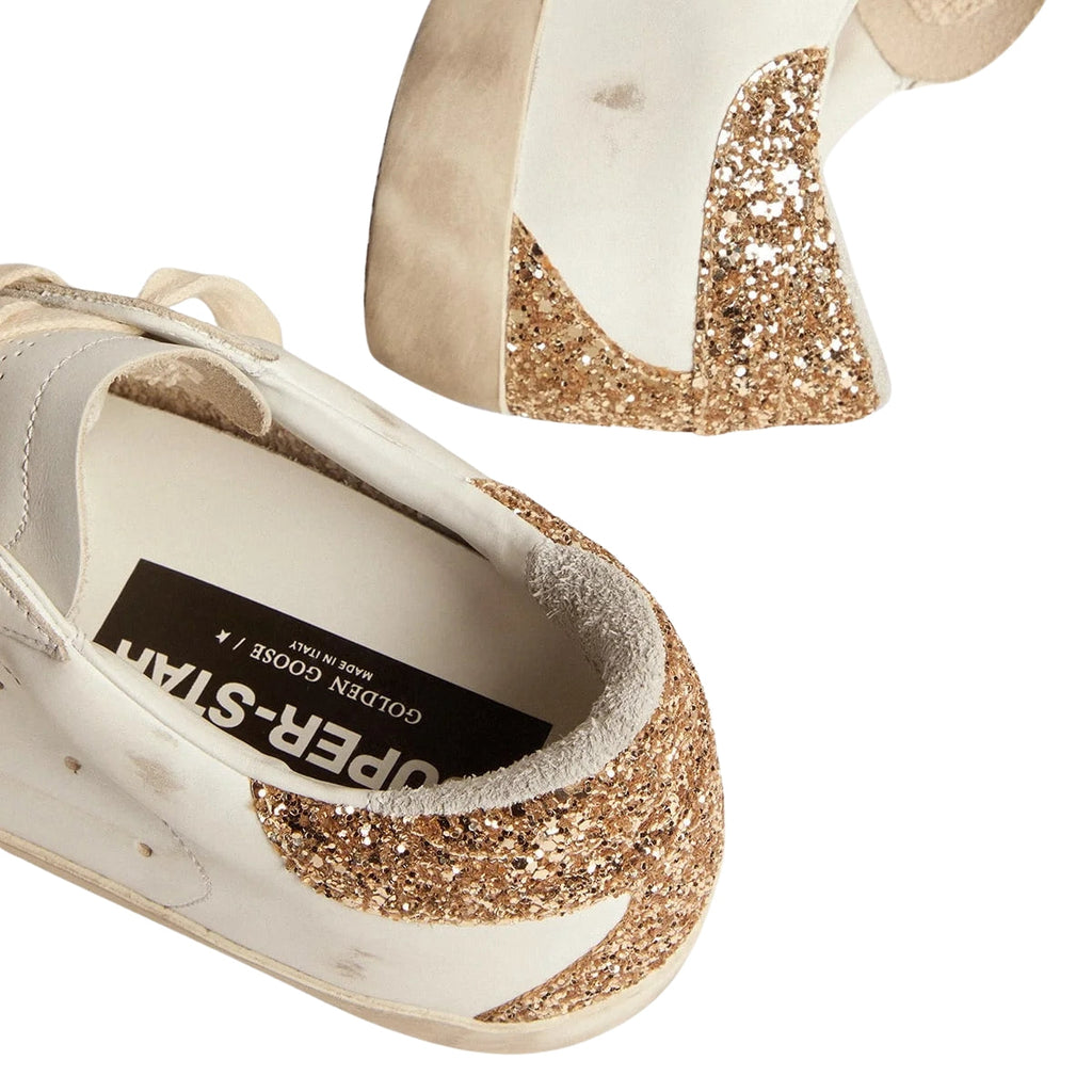 Ggs Sneakers With Snake Print Silver Leather Star And Gold Glitter Heel Tab