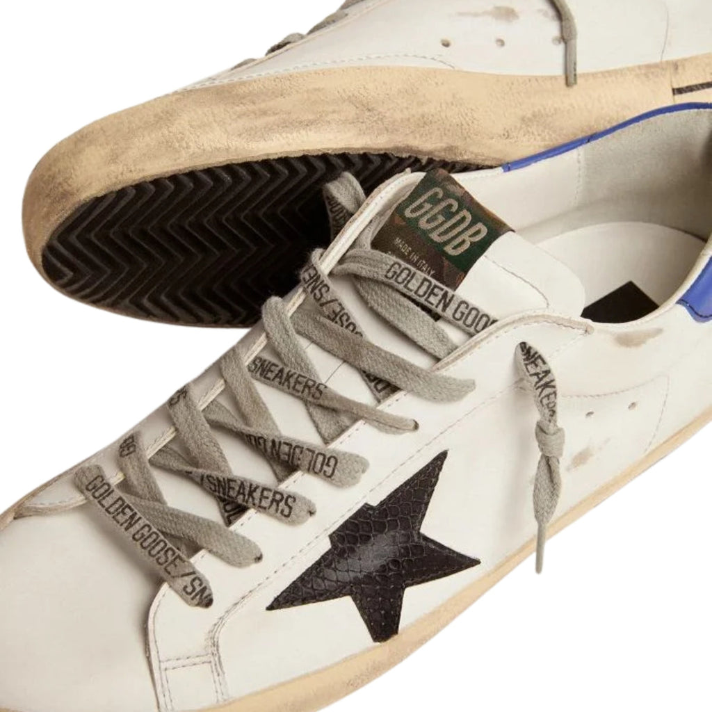 Ggs Sneakers With Black Snake-Print Leather Star And Blue Leather Heel Tab