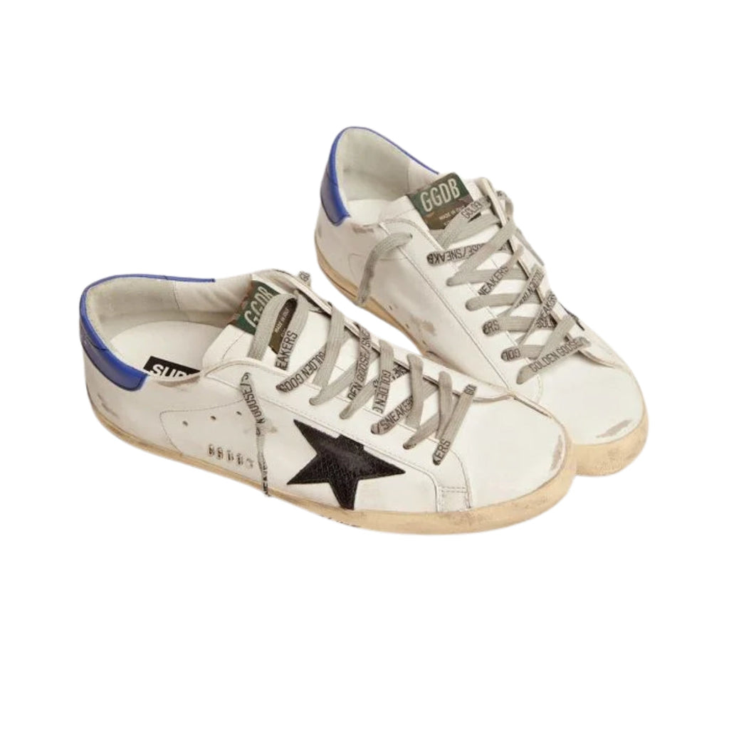 Ggs Sneakers With Black Snake-Print Leather Star And Blue Leather Heel Tab