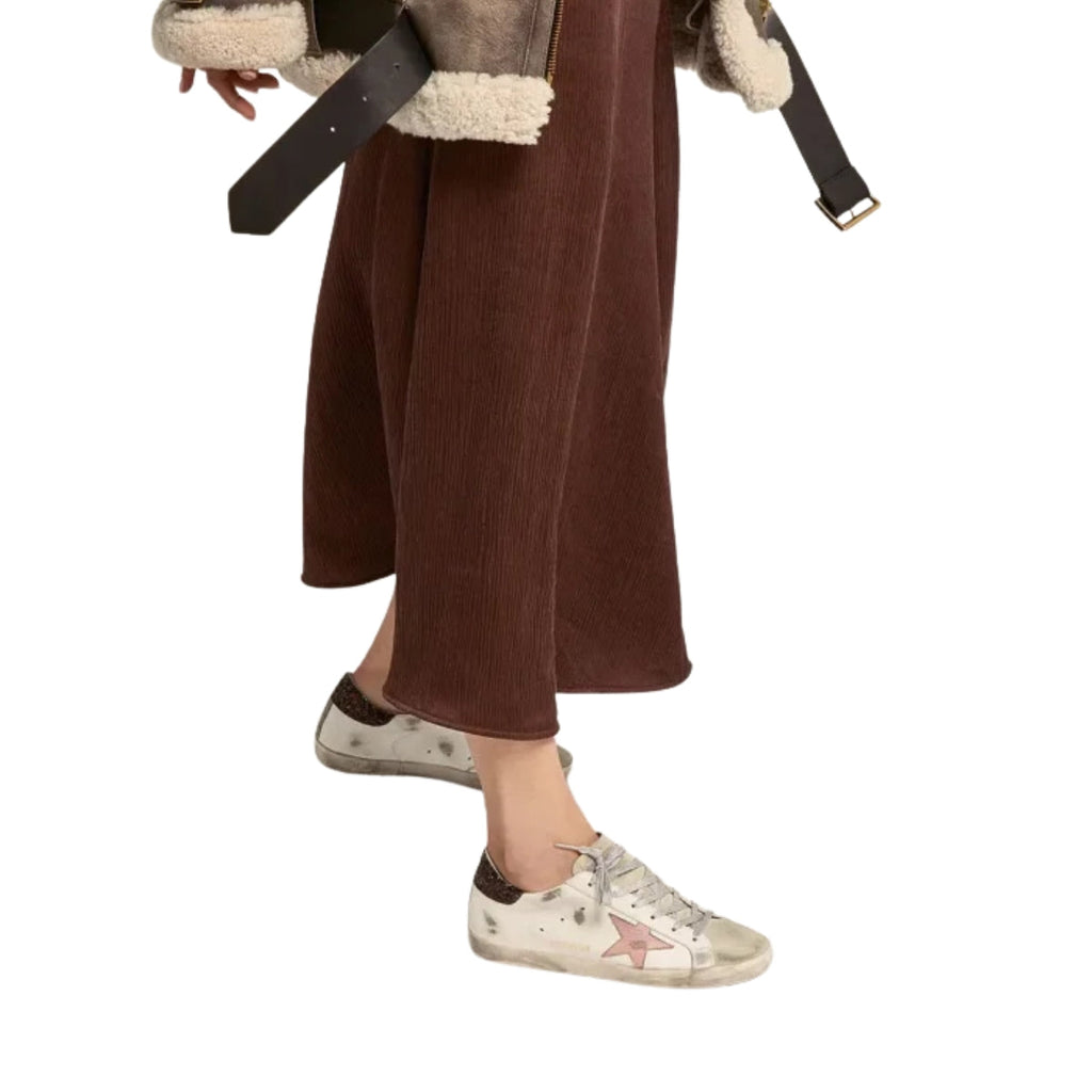 Ggs Sneakers With Brown Glitter Heel Tab And Pink Crackled Leather Star