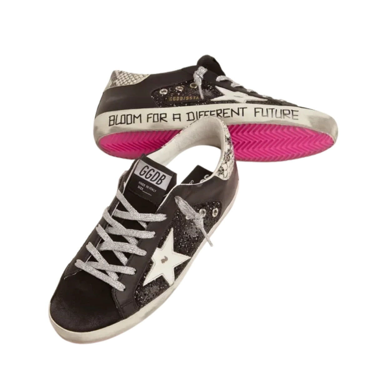 Ggs Sneakers With Glitter And Handwritten Lettering