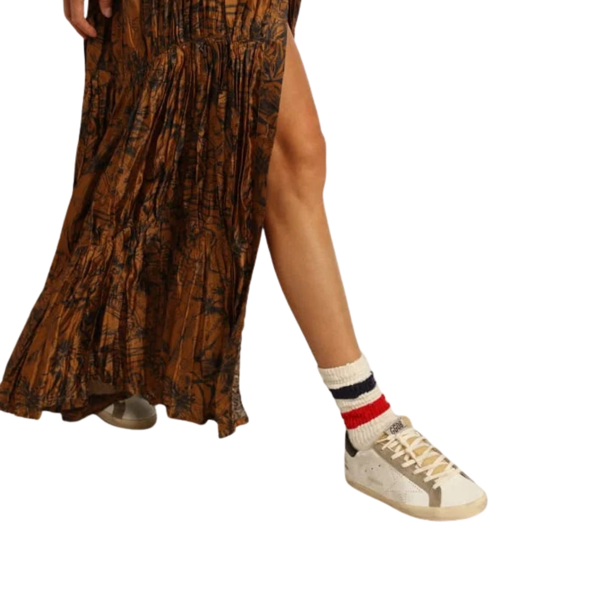 Ggs Sneakers With Perforated Star And Glossy Midnight-Blue Leather Heel Tab